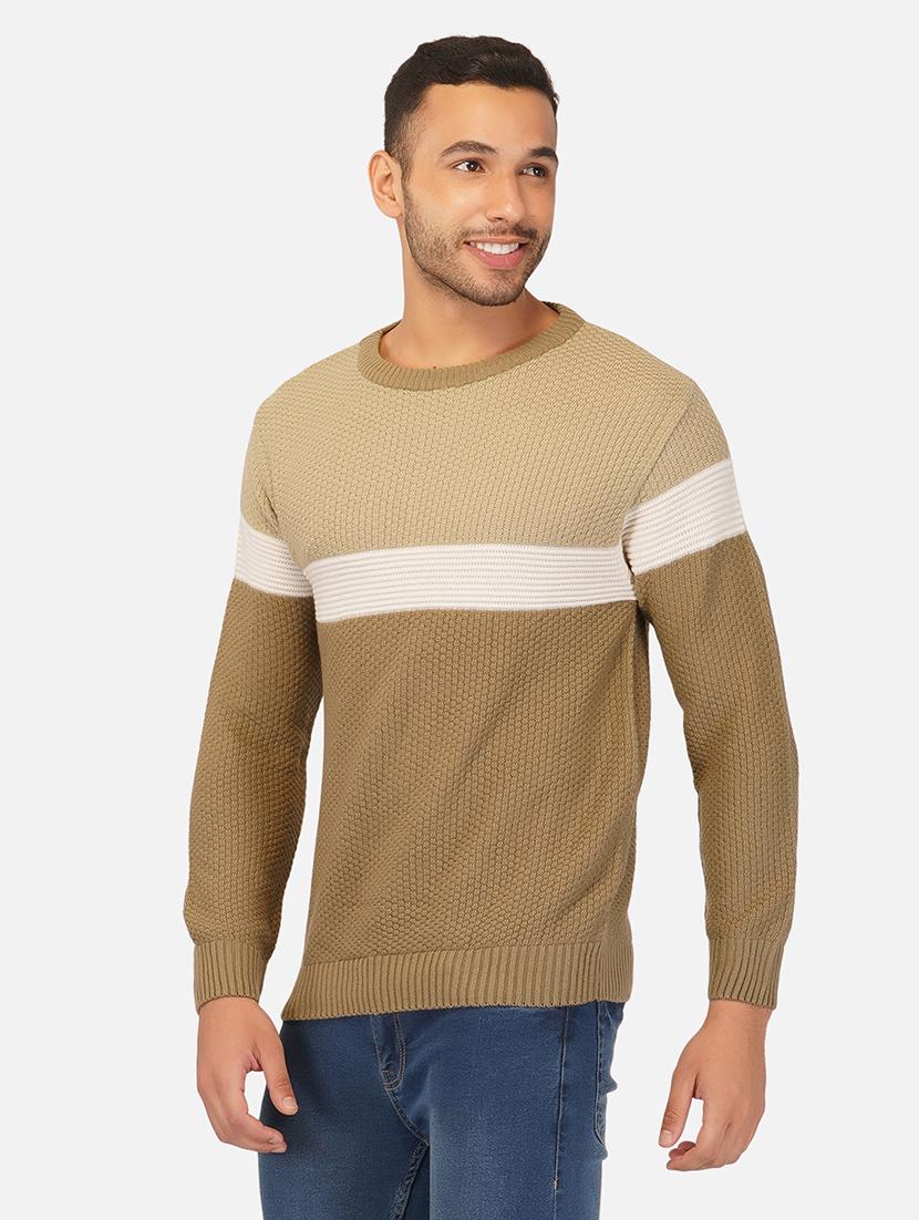 men long sleeve color block pullover - 21669622 - Standard Image - 1