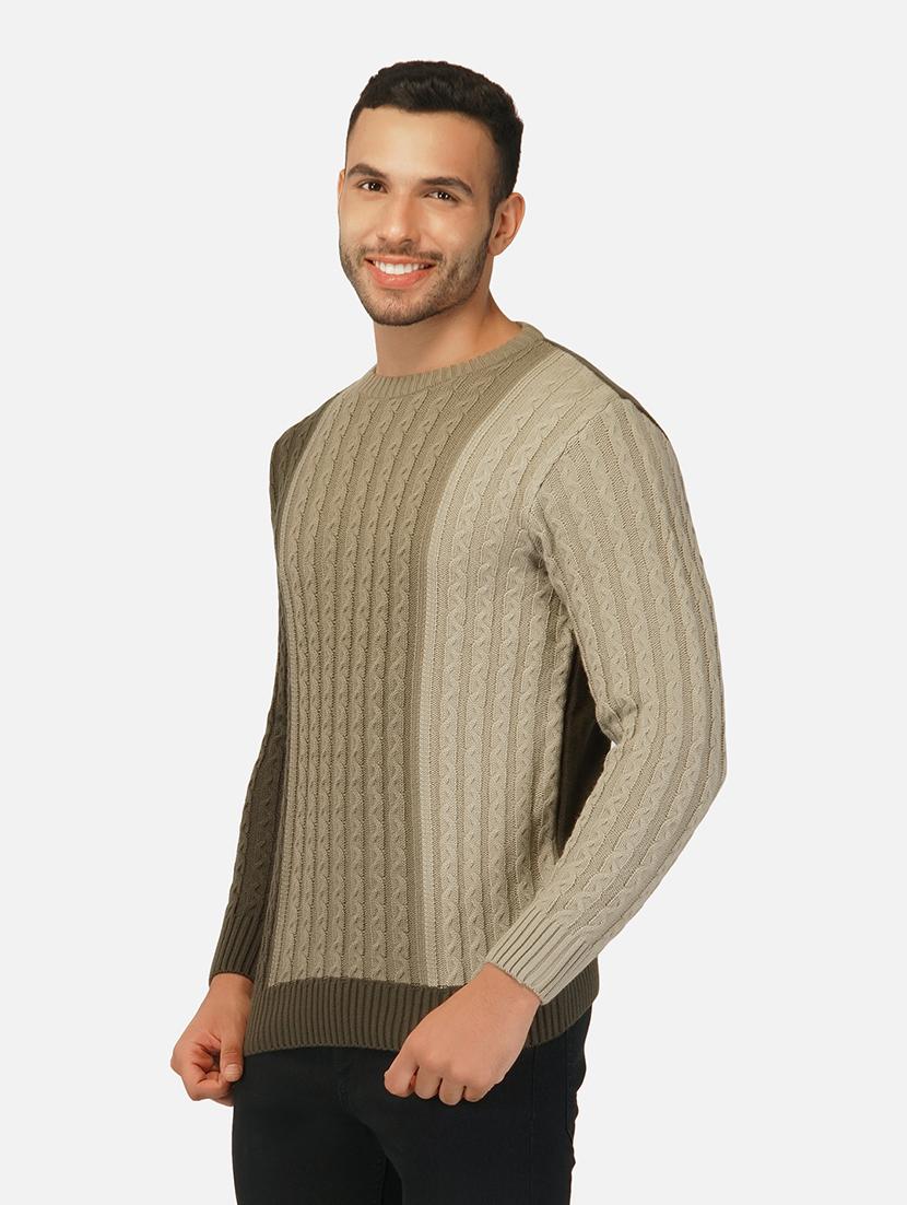 men long sleeve color block pullover - 21669625 - Standard Image - 1