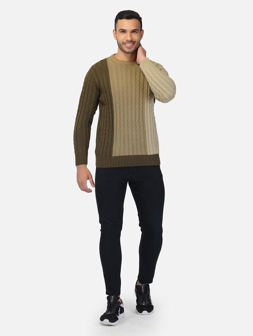 men long sleeve color block pullover - 21669625 - Standard Image - 4