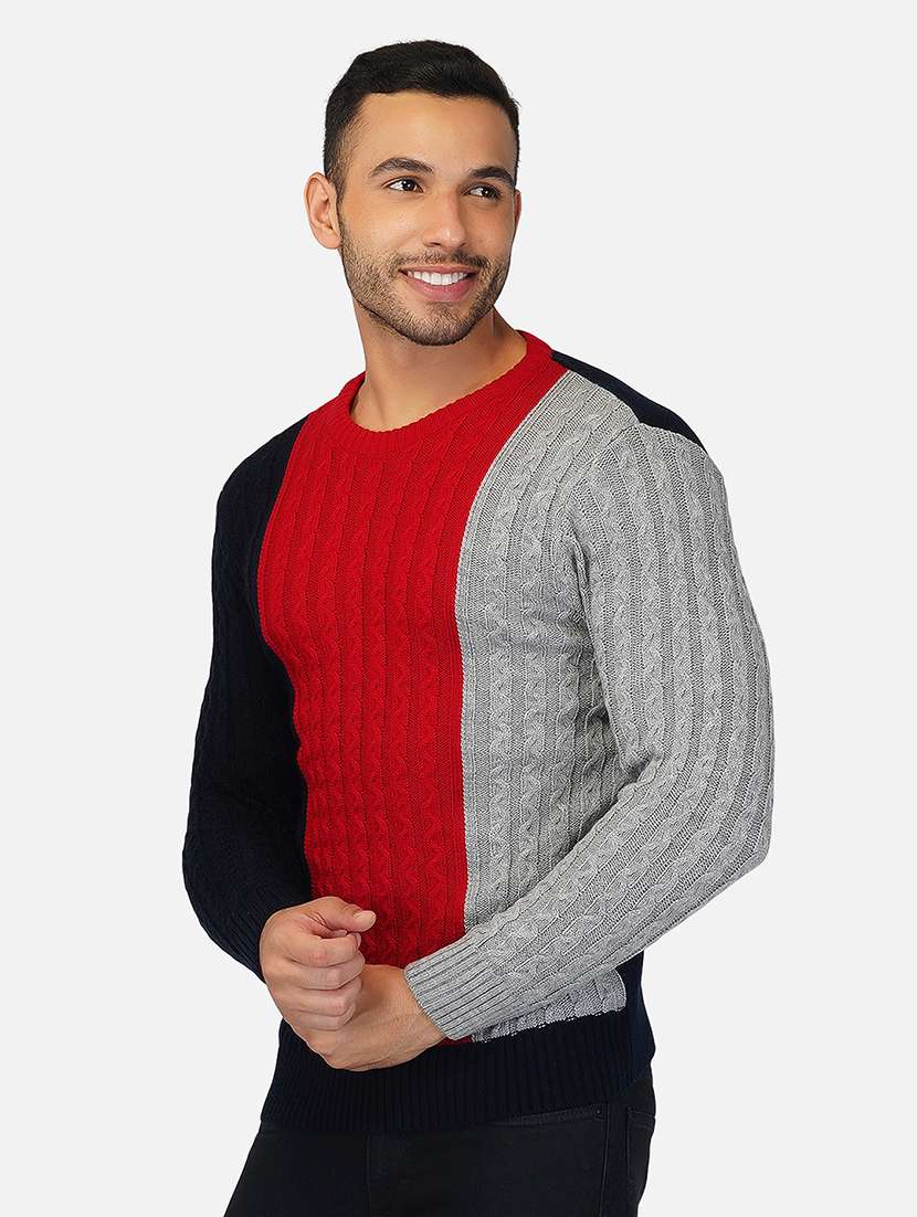 men long sleeve color block pullover - 21669626 -  Standard Image - 1