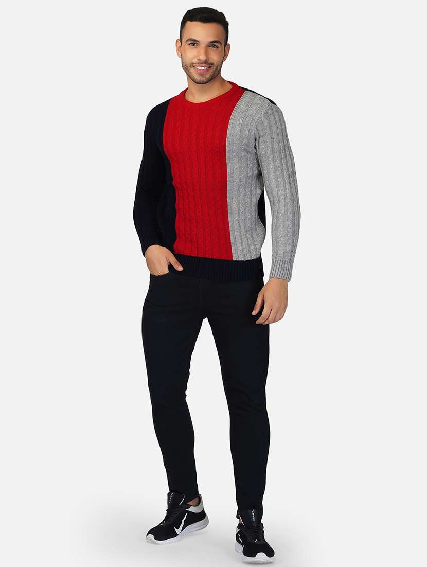 men long sleeve color block pullover - 21669626 -  Standard Image - 4