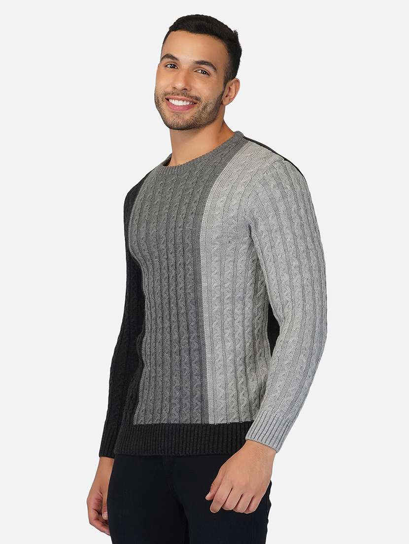 men long sleeve color block pullover - 21669627 -  Standard Image - 1