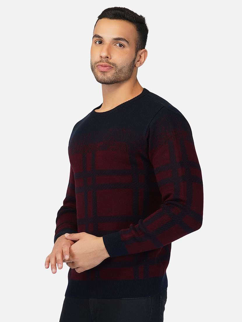 men long sleeves checkered pullover - 21669631 -  Standard Image - 1