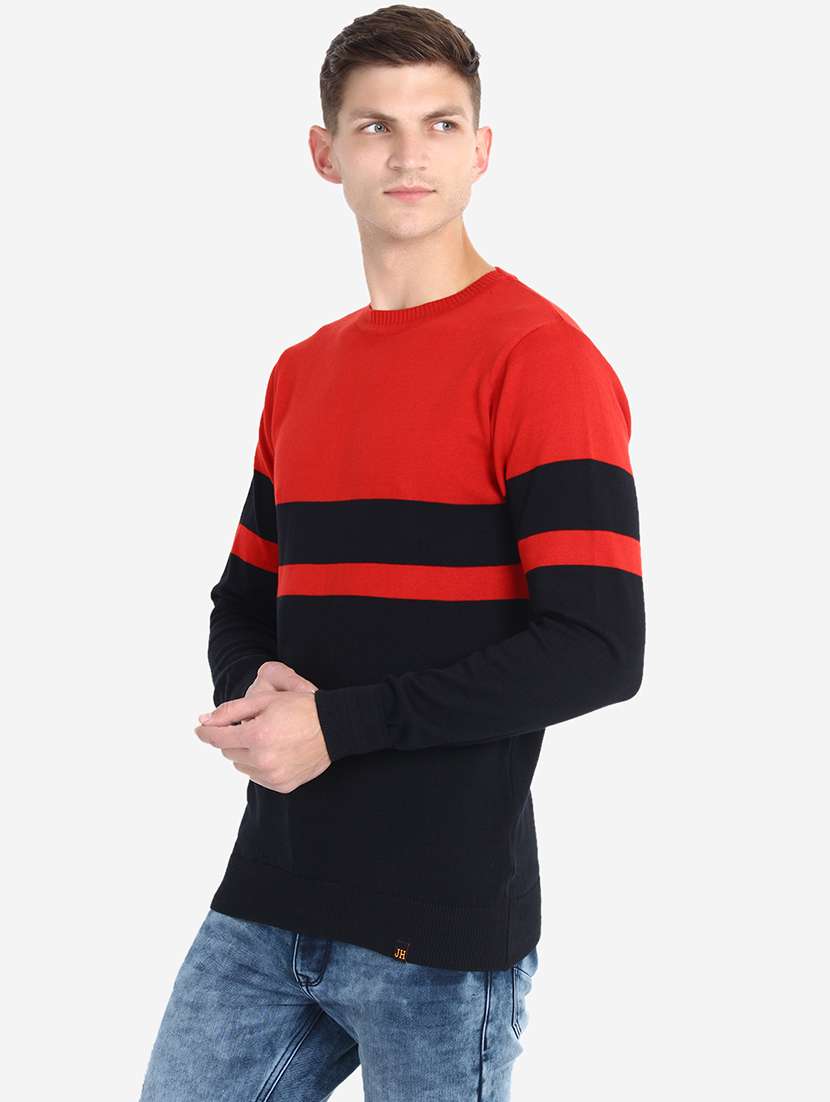 men long sleeve color block pullover - 21669632 -  Standard Image - 1
