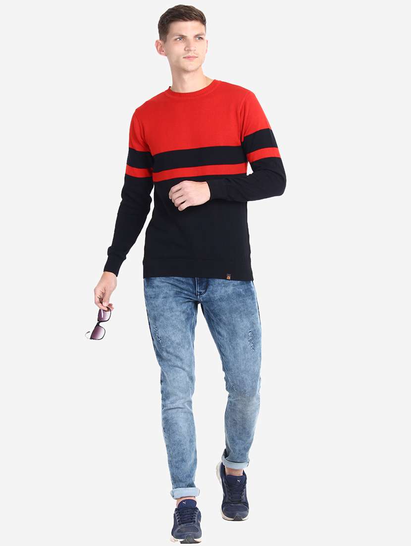 men long sleeve color block pullover - 21669632 -  Standard Image - 4