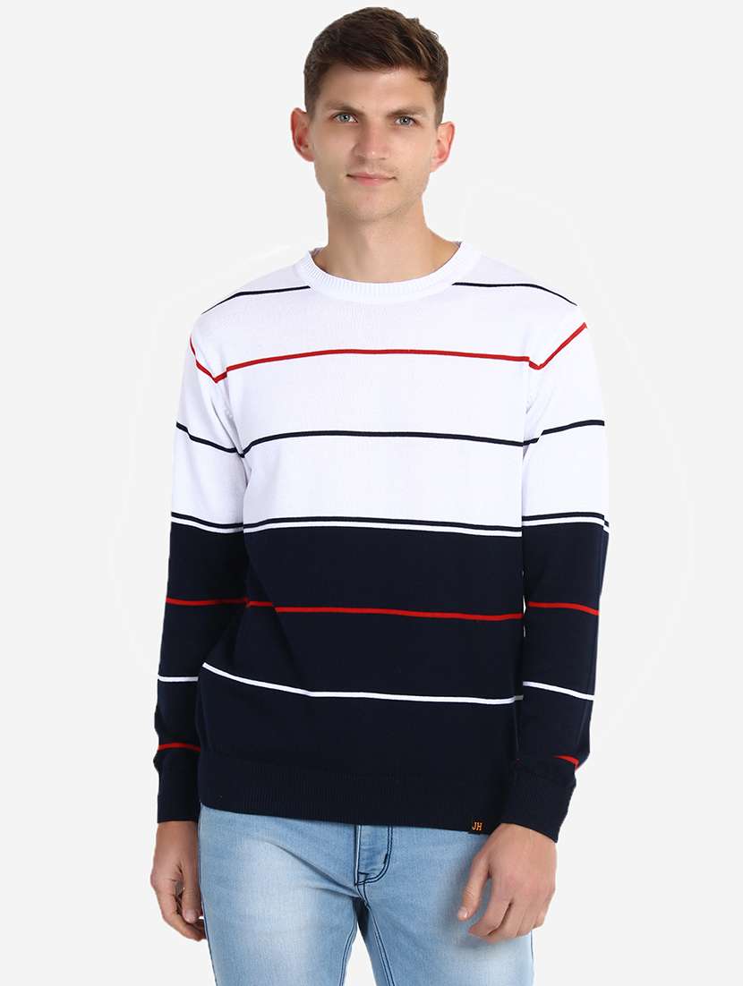 men long sleeve color block pullover