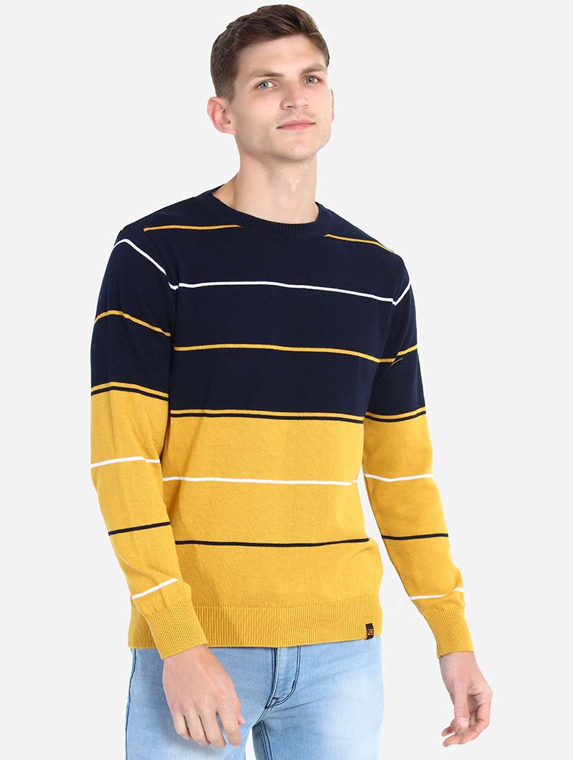 men long sleeve color block pullover