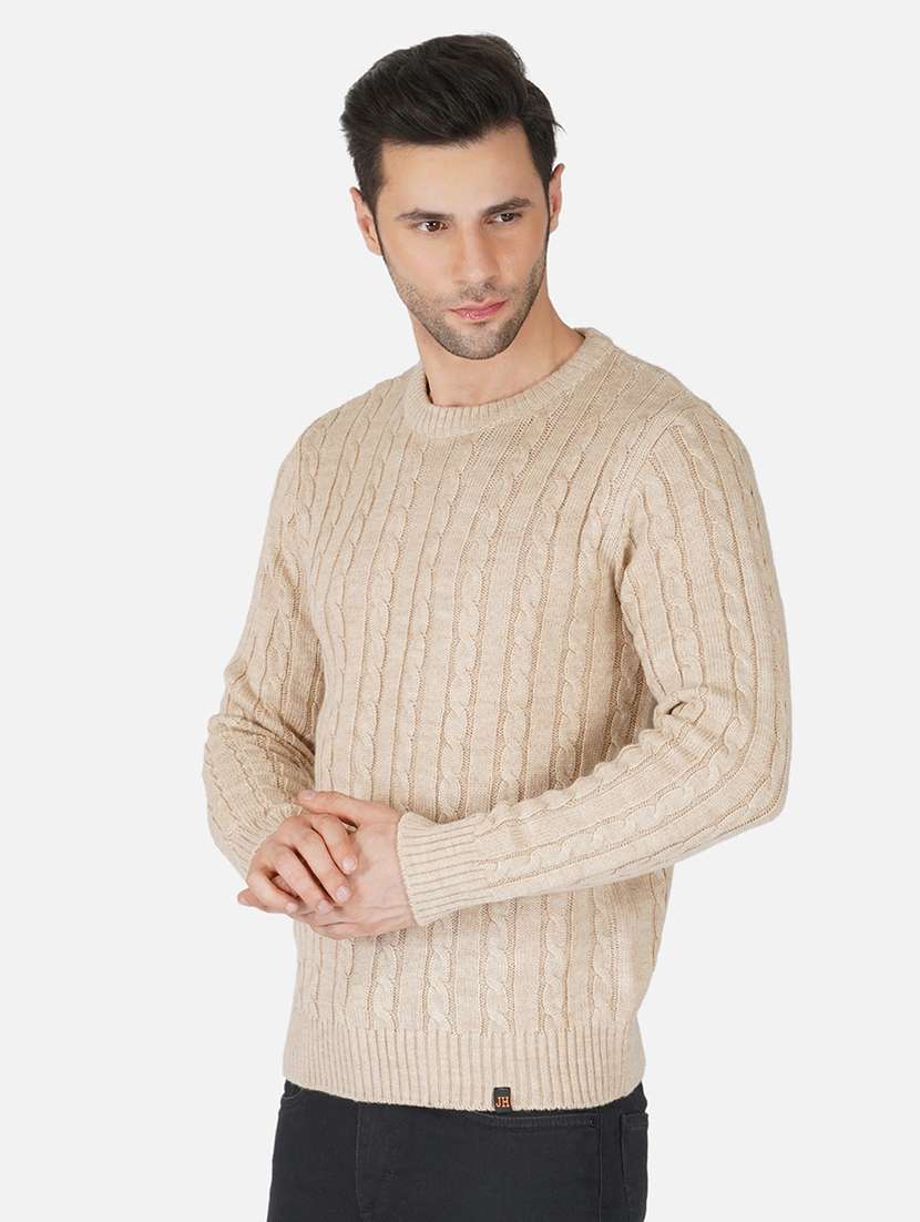 men long sleeves self design pullover - 21669638 -  Standard Image - 1