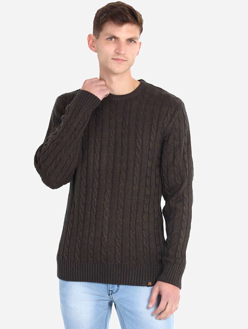 men long sleeves self design pullover