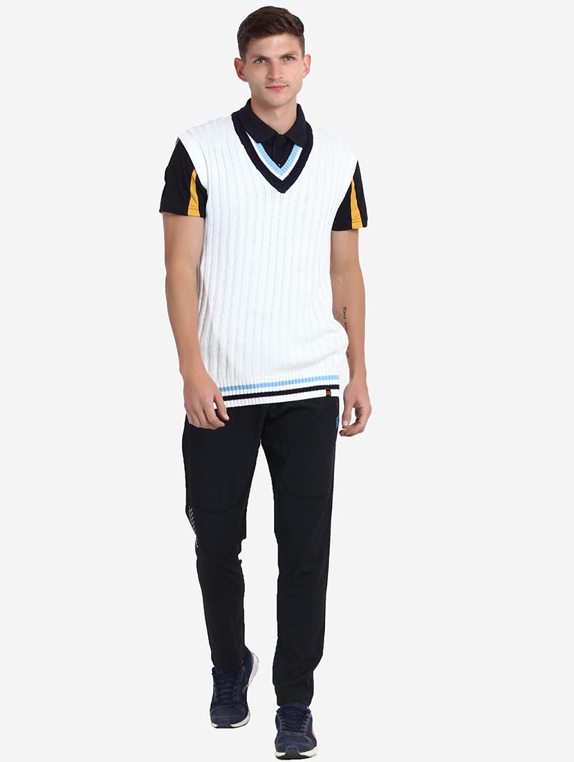 men v-neck self design pullover - 21669641 - Standard Image - 4