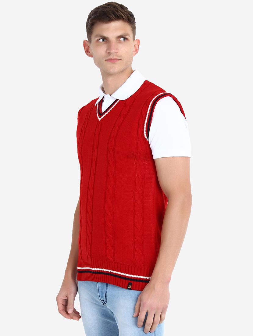 men v-neck self design pullover - 21669642 - Standard Image - 1
