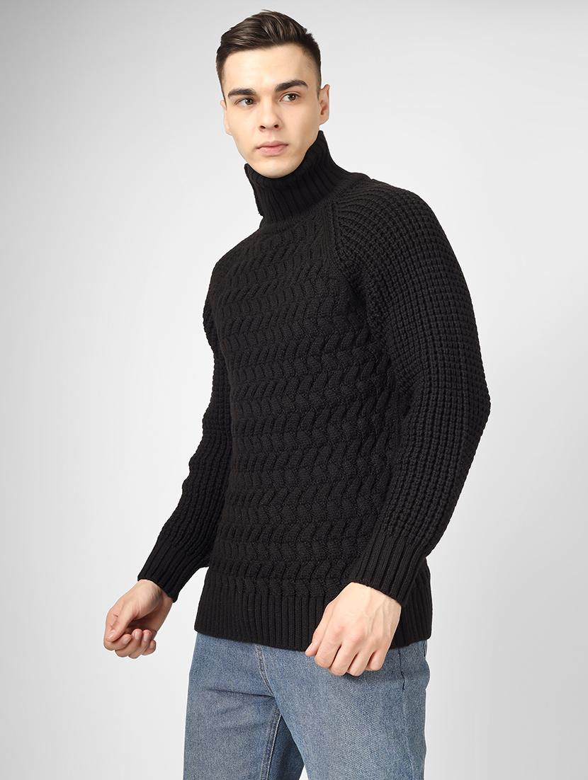 men long sleeves self design pullover - 21669655 - Standard Image - 1