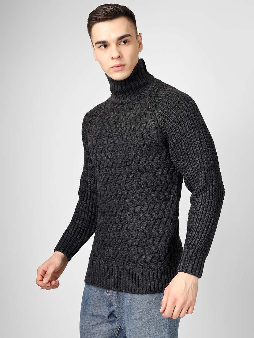 men long sleeves self design pullover - 21669656 - Standard Image - 1