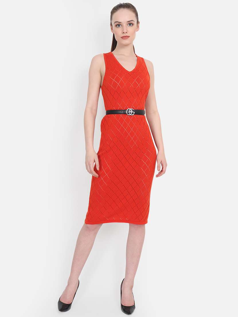 women sleeveless acrylic dress