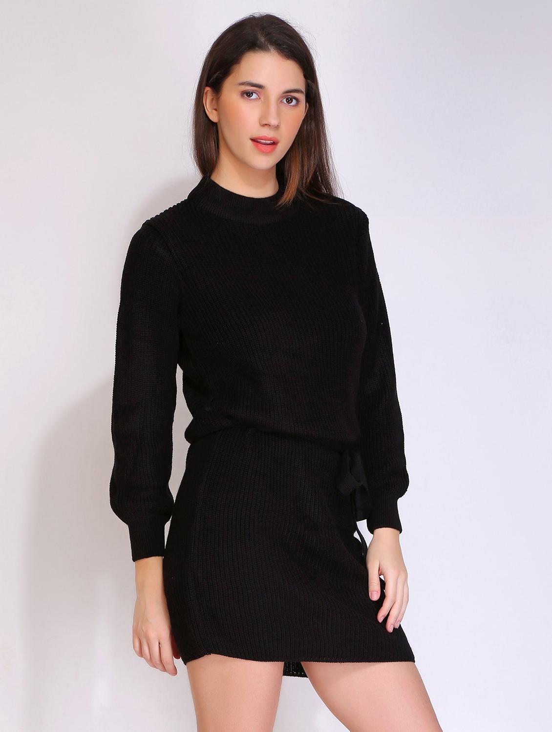 women solid acrylic long sleeve dress - 21669687 - Standard Image - 4