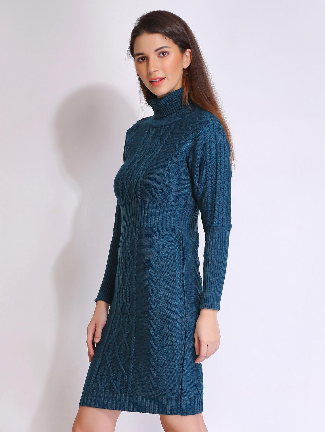 women solid acrylic long sleeve dress - 21669688 - Standard Image - 1
