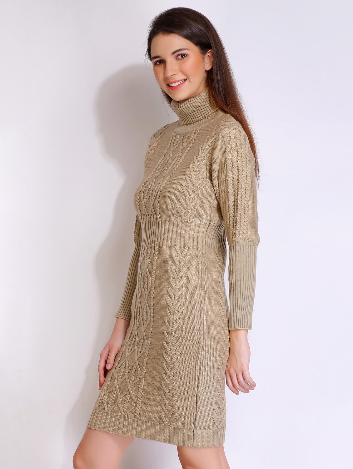 women solid acrylic long sleeve dress - 21669689 - Standard Image - 1