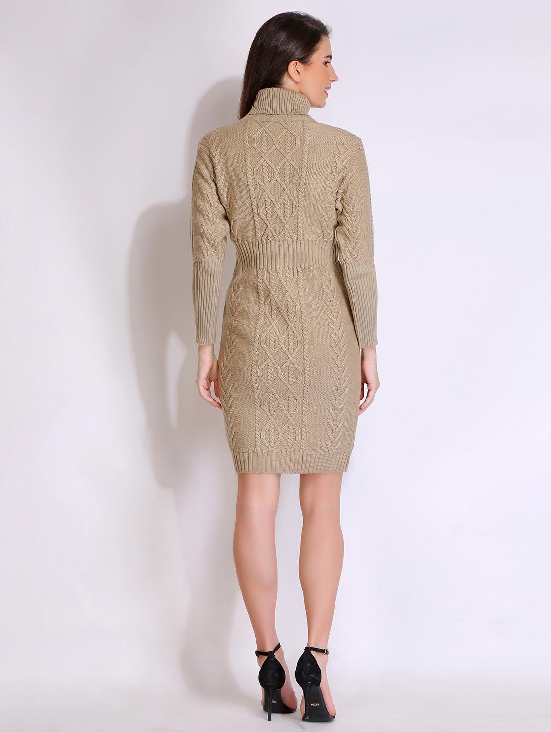 women solid acrylic long sleeve dress - 21669689 - Standard Image - 4