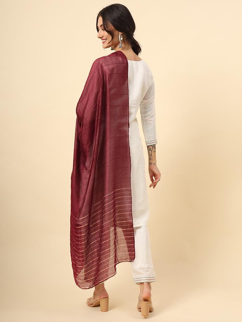 women three quarter sleeve kurta pant with dupatta set - 21669876 - Standard Image - 4