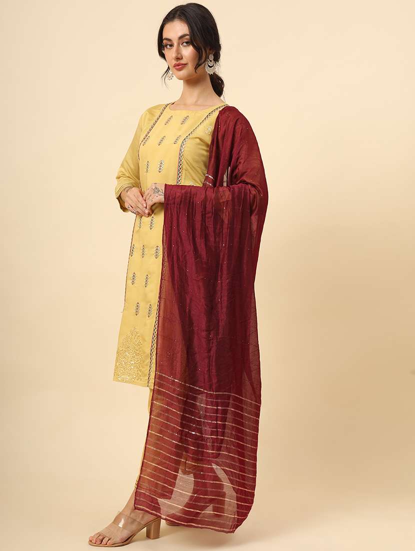 women three quarter sleeve kurta pant with dupatta set - 21669878 -  Standard Image - 1