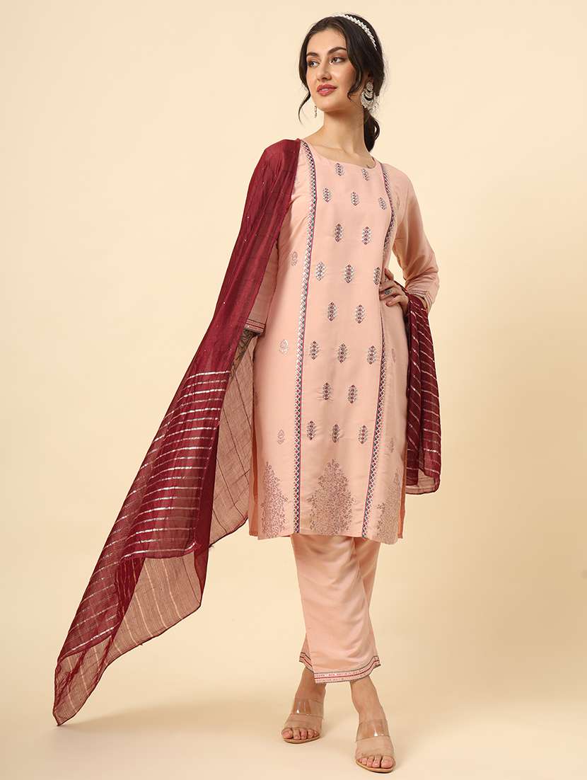 women three quarter sleeve kurta pant with dupatta set - 21669880 -  Standard Image - 1