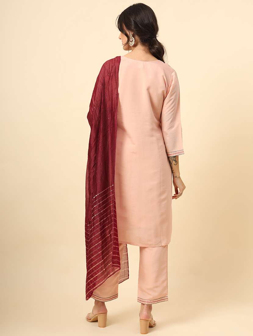 women three quarter sleeve kurta pant with dupatta set - 21669880 -  Standard Image - 4