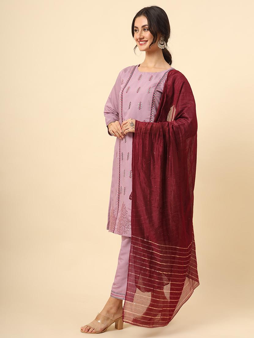 women three quarter sleeve kurta pant with dupatta set - 21669881 -  Standard Image - 1