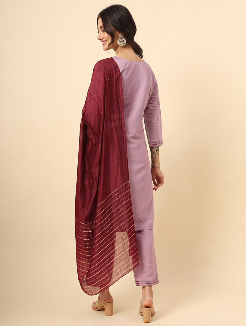 women three quarter sleeve kurta pant with dupatta set - 21669881 - Standard Image - 4