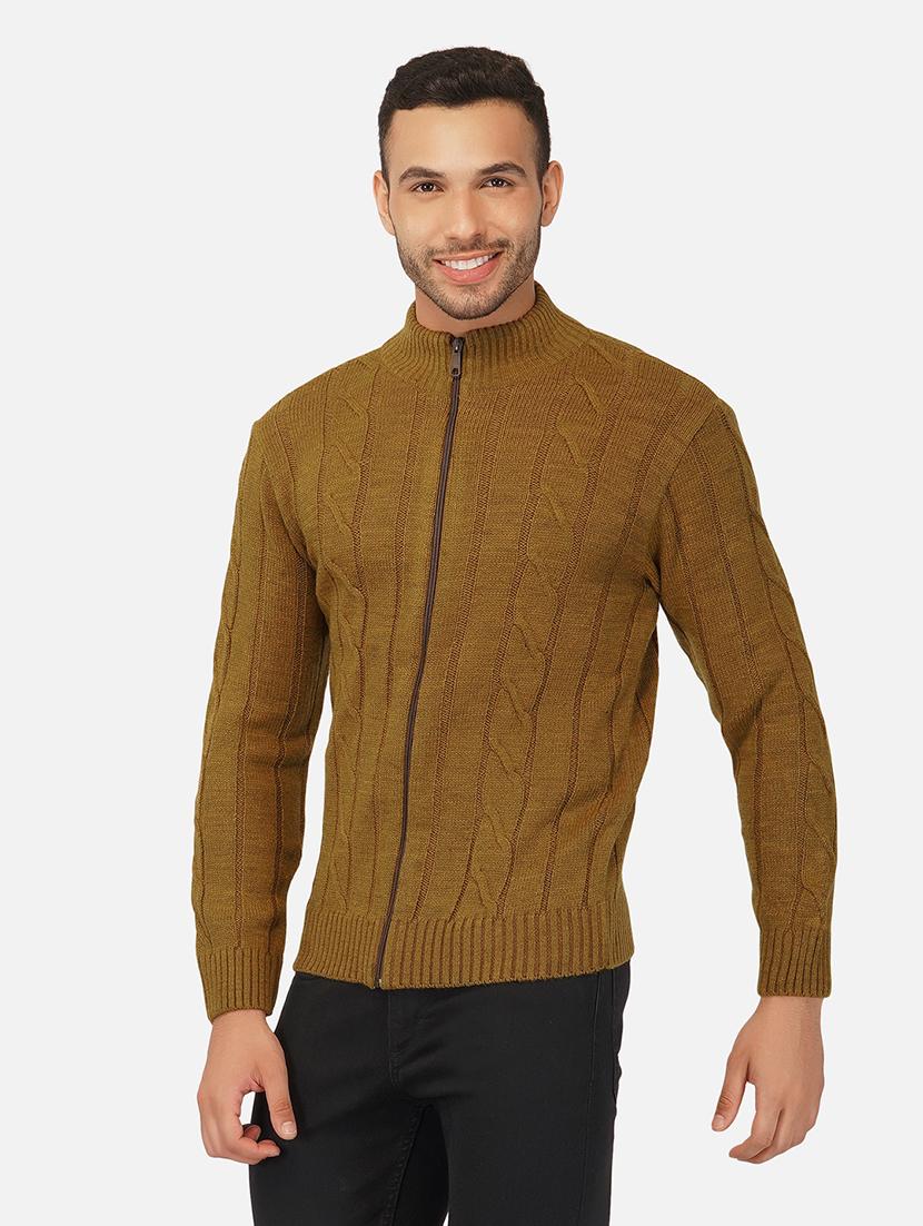 men long sleeves self design cardigan - 21669923 - Standard Image - 1