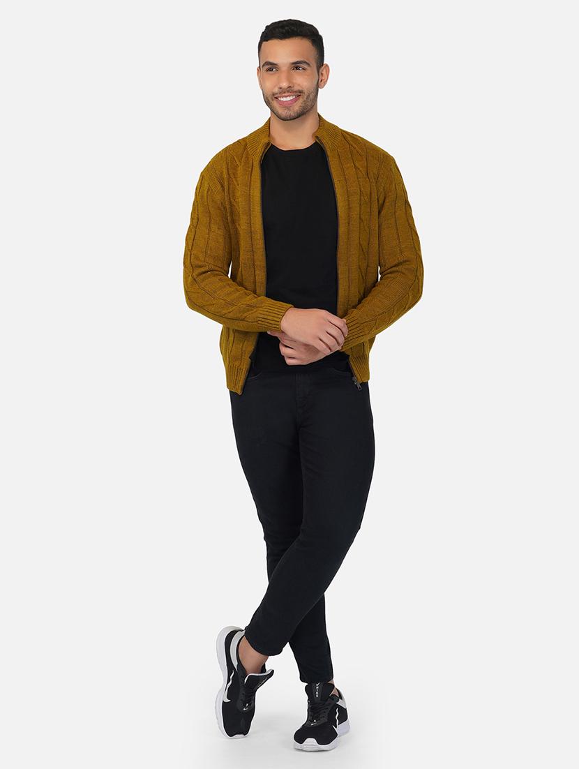 men long sleeves self design cardigan - 21669923 - Standard Image - 4