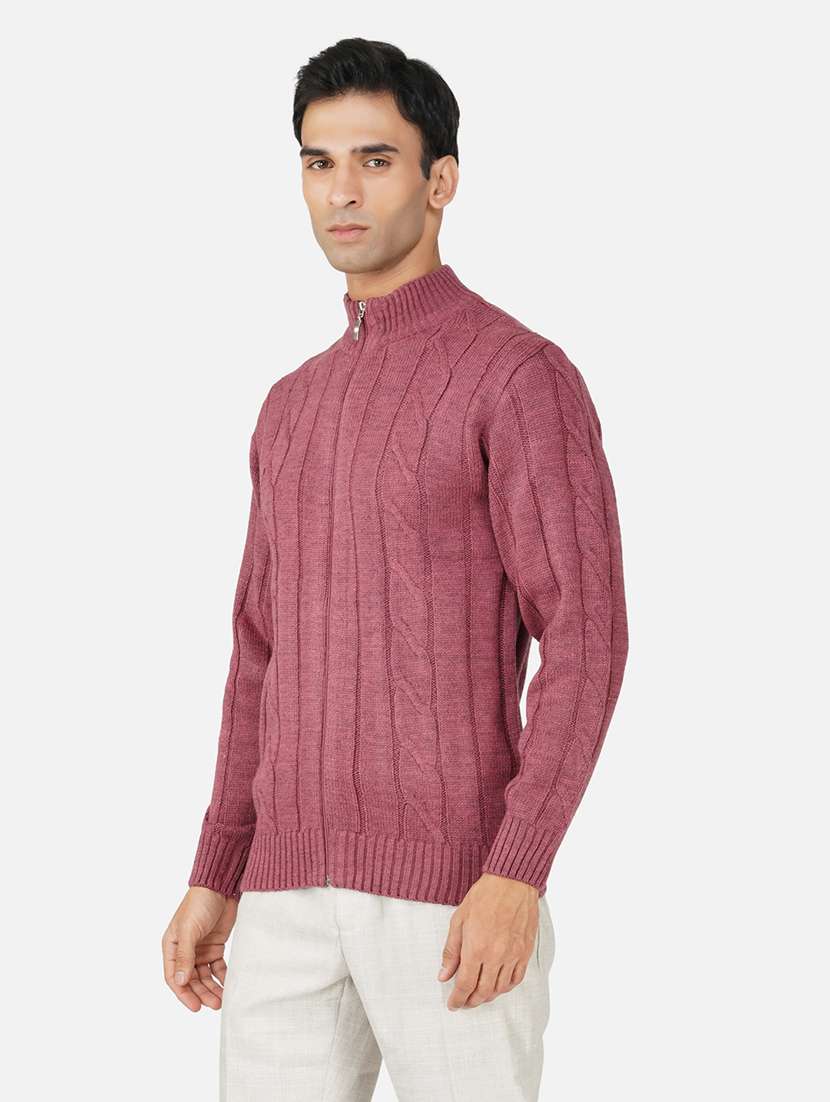 men long sleeves self design cardigan - 21669924 - Standard Image - 1