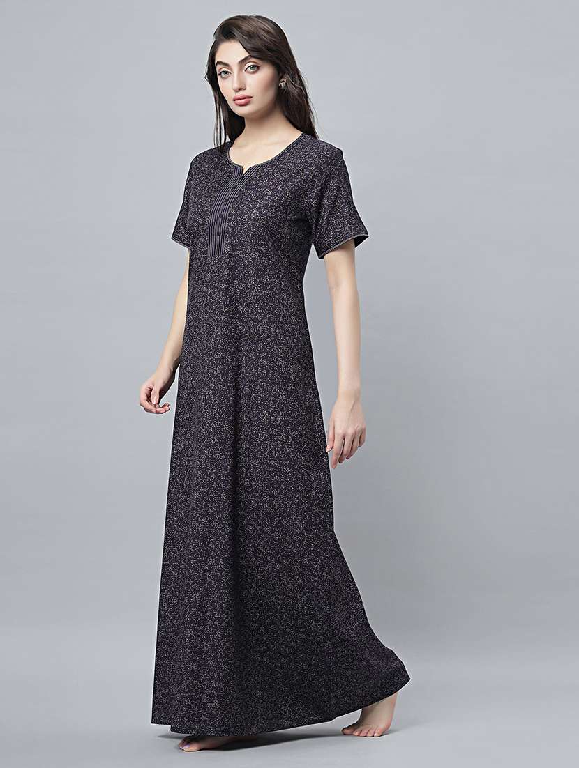 women printed short sleeves nighty - 21669939 -  Standard Image - 1