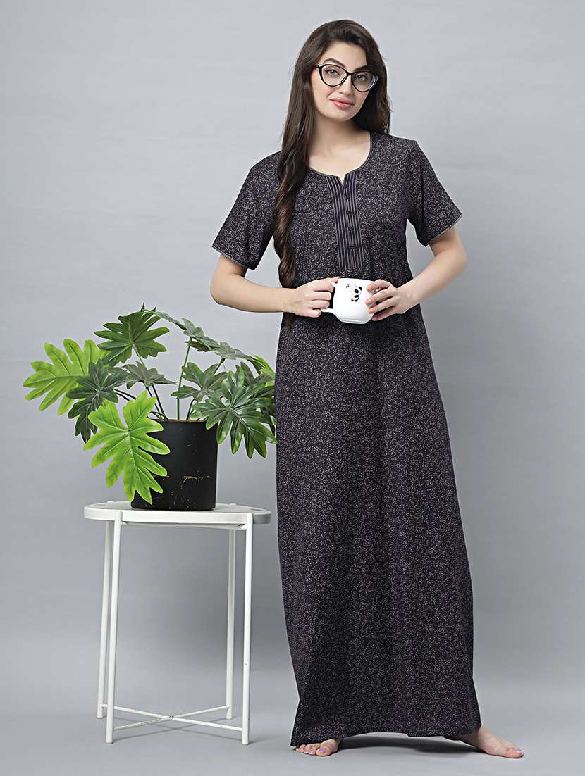 women printed short sleeves nighty - 21669939 -  Standard Image - 4
