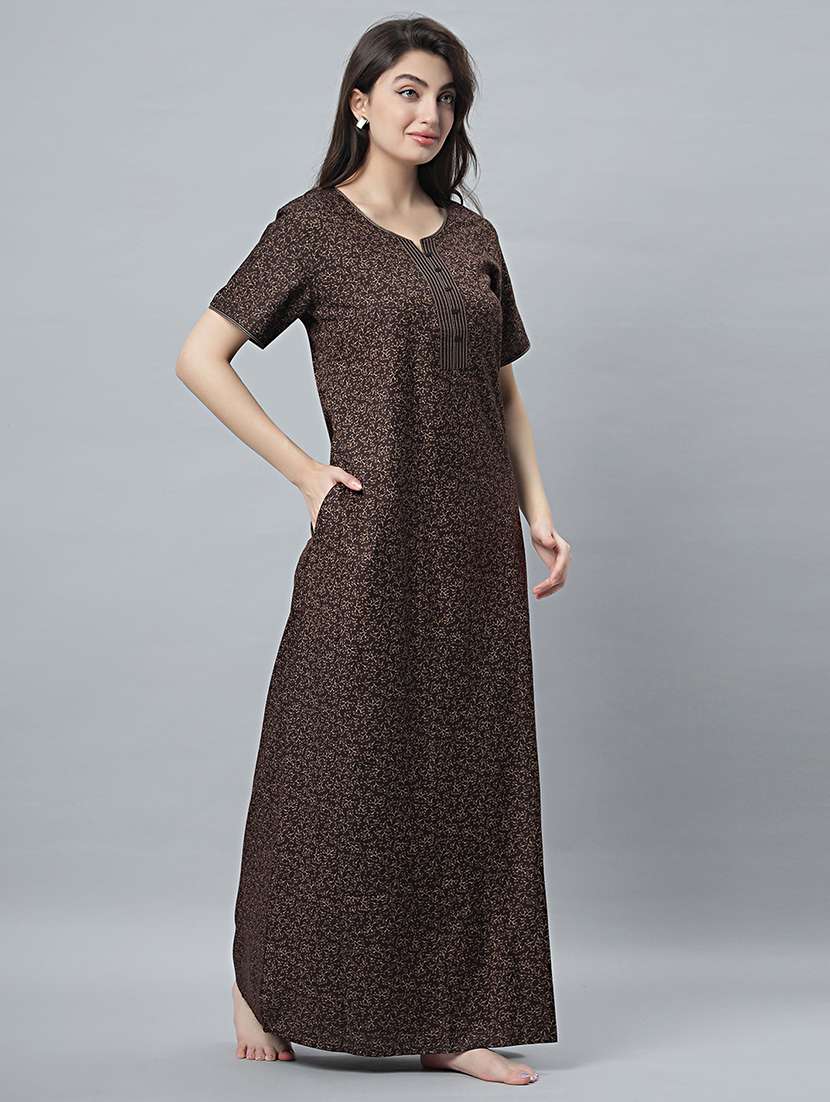 women printed short sleeves nighty - 21669940 -  Standard Image - 1
