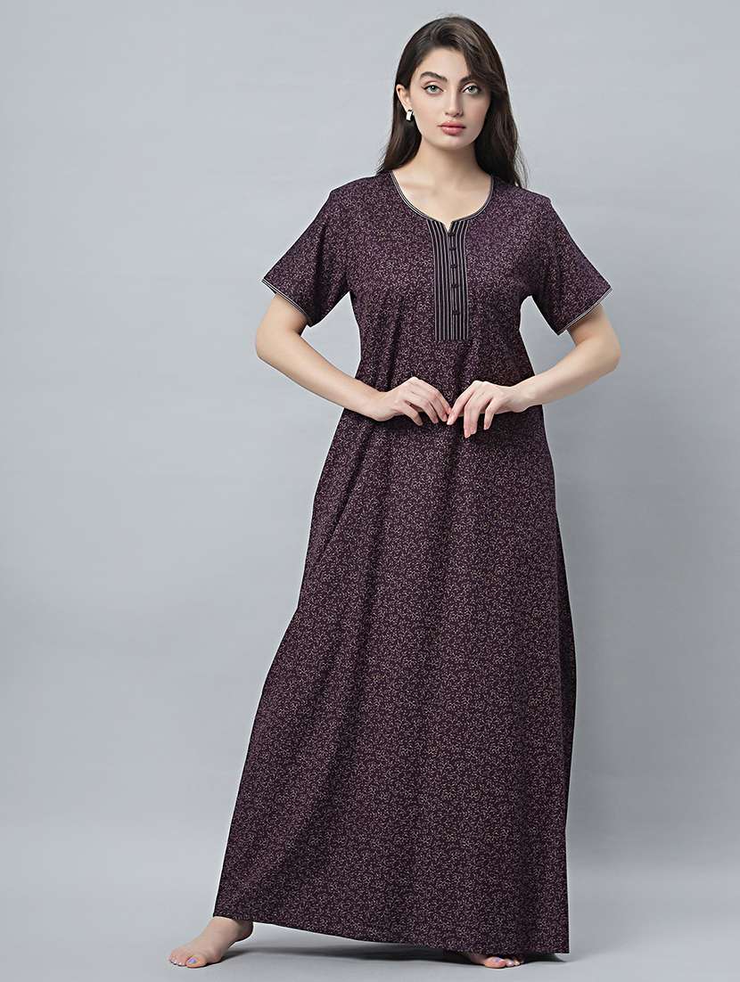 women printed short sleeves nighty - 21669941 -  Standard Image - 1