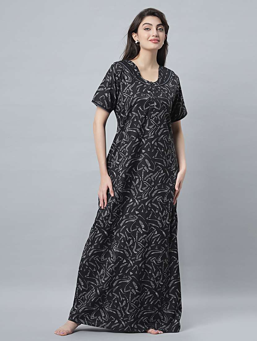 women printed short sleeves nighty - 21669942 -  Standard Image - 1