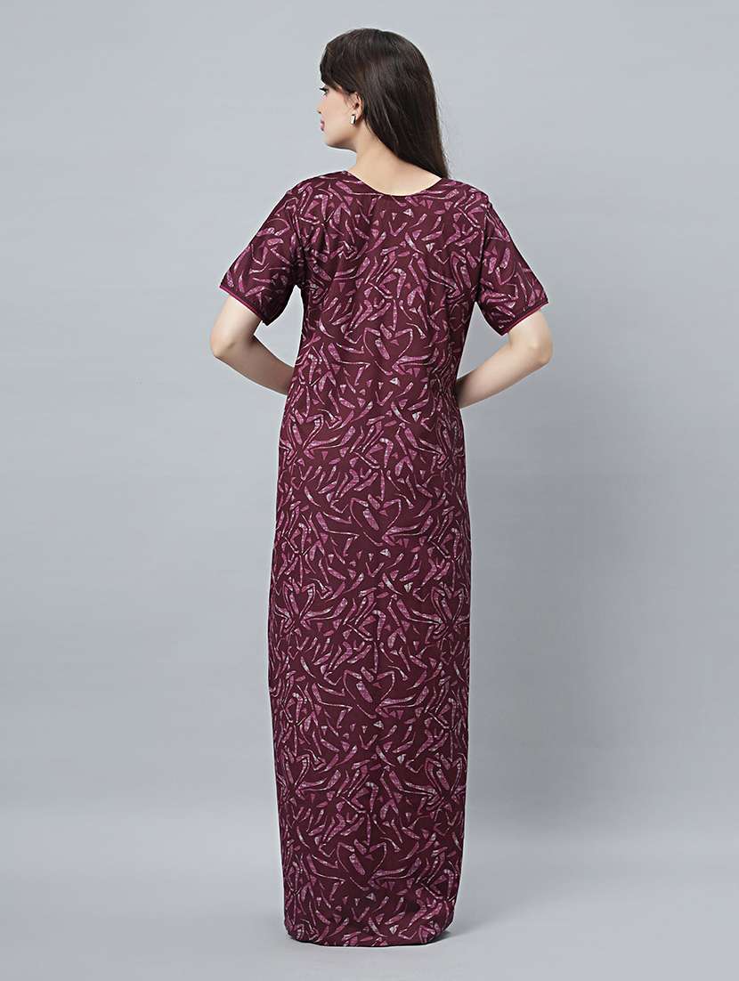women printed short sleeves nighty - 21669944 -  Standard Image - 4