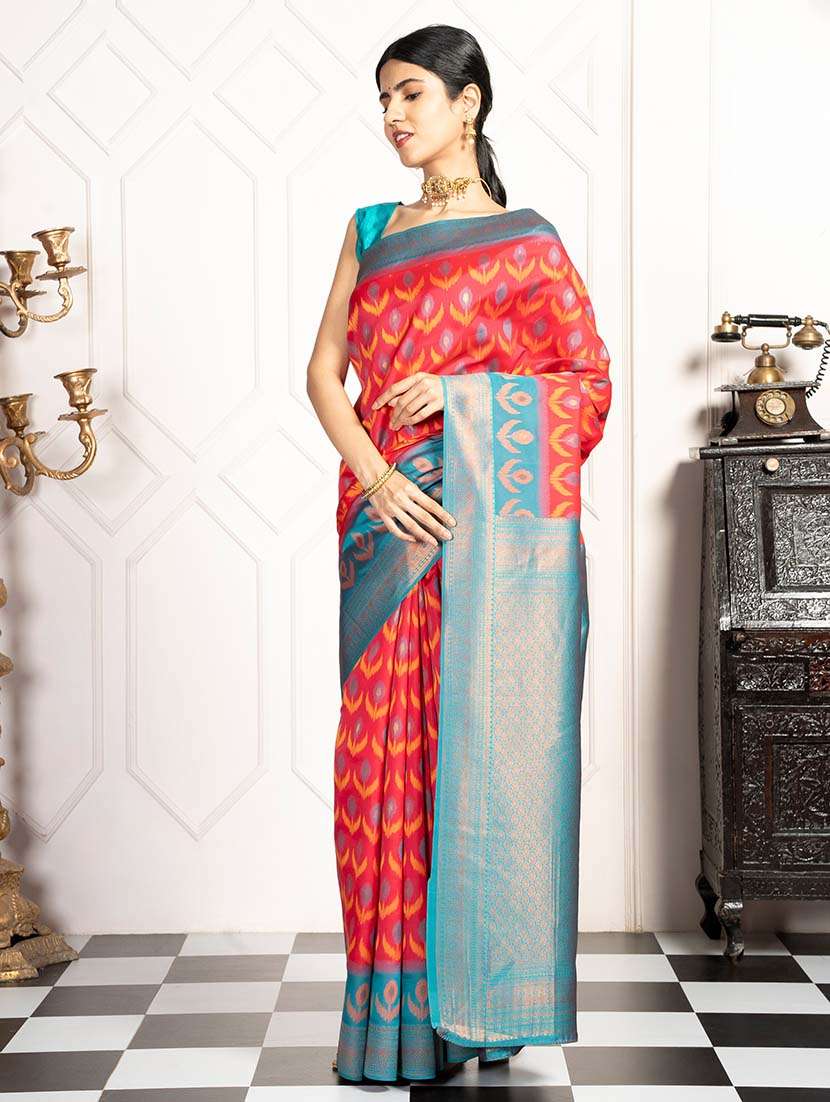 women self design pochampalli saree with blouse - 21670039 - Standard Image - 1