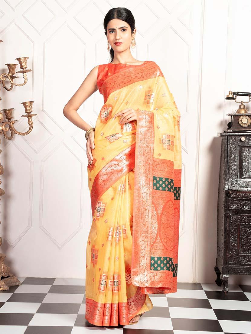 women self design zari bordered saree with blouse - 21670080 - Zoom Image - 0