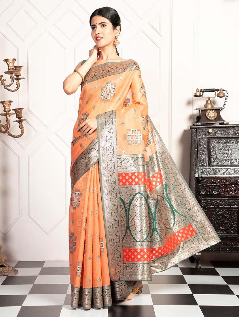 women self design zari bordered saree with blouse - 21670082 -  Zoom Image - 0