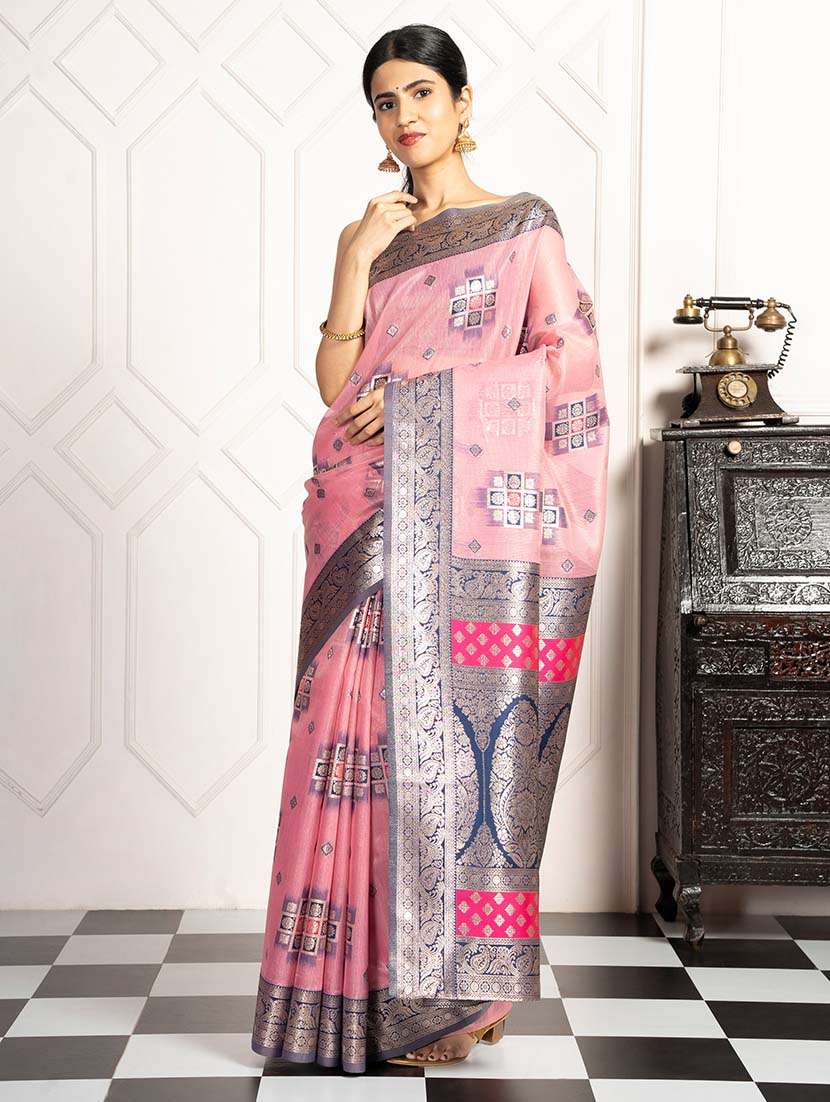 women self design zari bordered saree with blouse - 21670083 -  Standard Image - 1