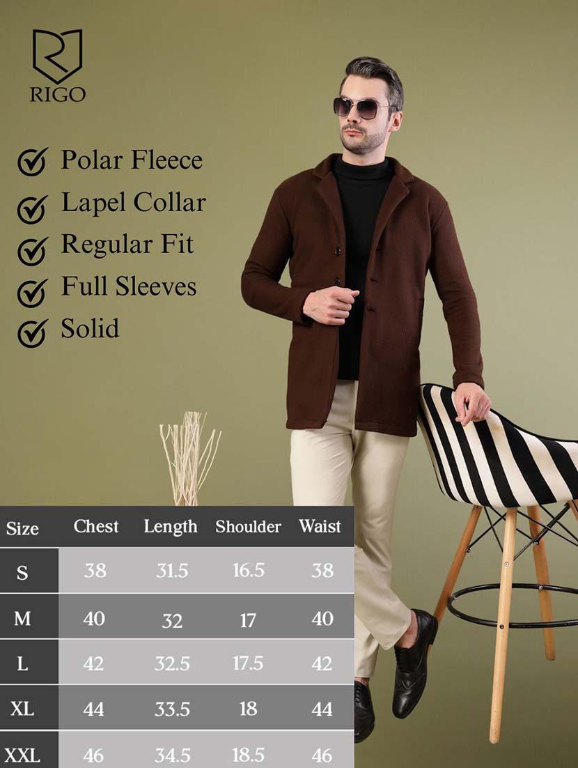 men coffee brown solid long sleeve coat - 21670167 - Standard Image - 4