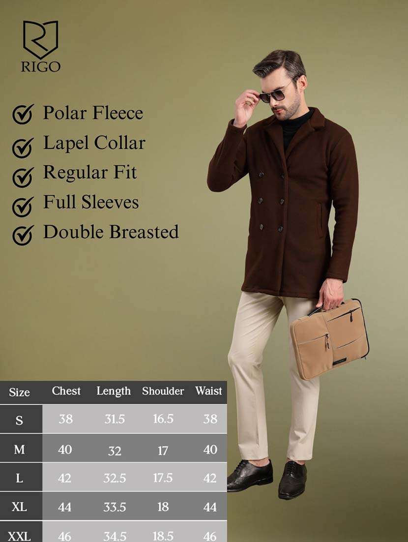 men brown solid long sleeve coat - 21670169 -  Standard Image - 4