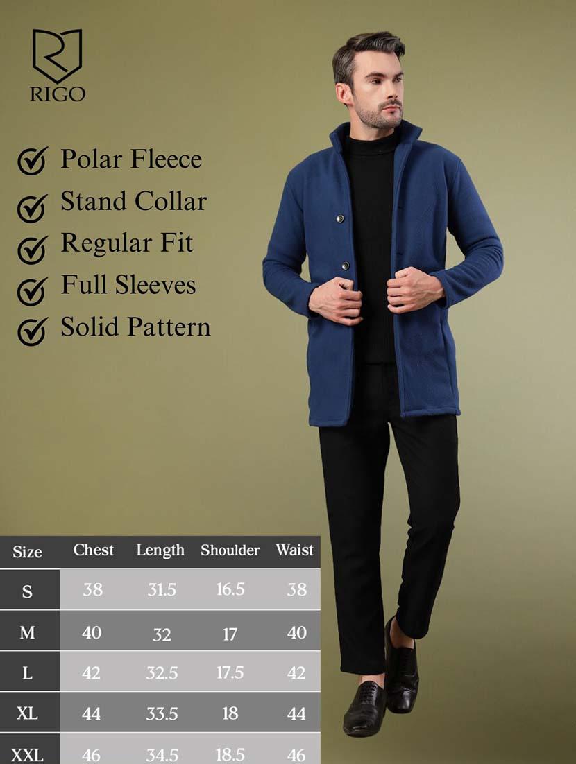 men blue solid long sleeve coat - 21670172 - Standard Image - 4