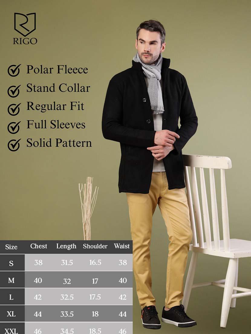 men black solid long sleeve coat - 21670173 - Standard Image - 4