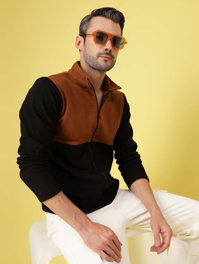Men Long Sleeve Color Block Sweatshirt