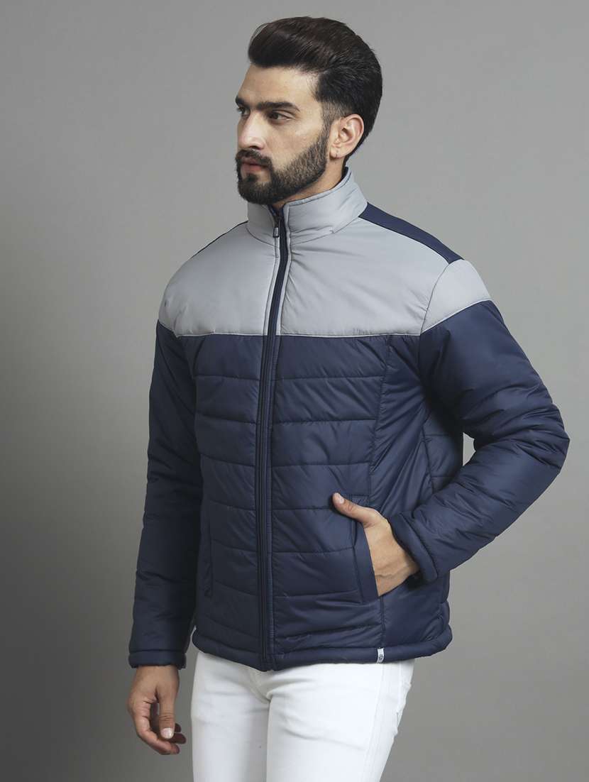 men long sleeve color block quilted jacket - 21670255 -  Standard Image - 1