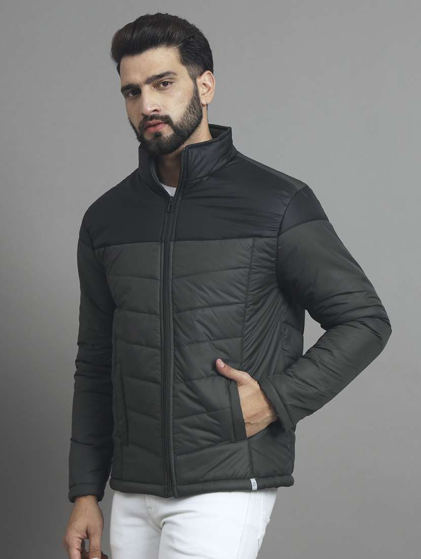 men long sleeve color block quilted jacket - 21670256 -  Standard Image - 1