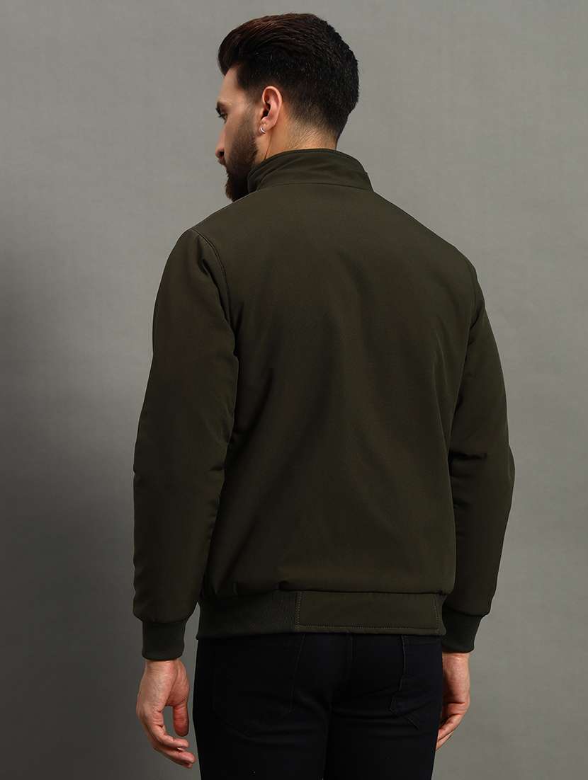 men long sleeves solid bomber jacket - 21670269 -  Standard Image - 1