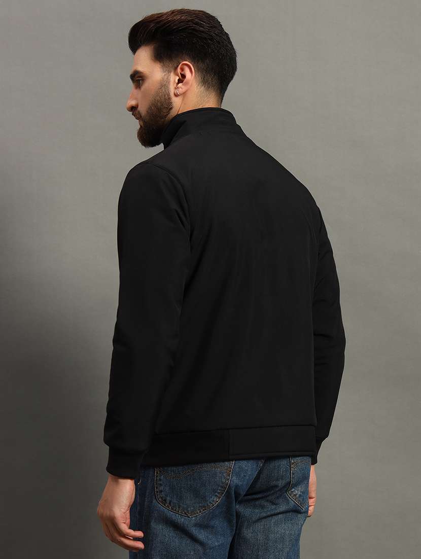 men long sleeves solid bomber jacket - 21670271 -  Standard Image - 1